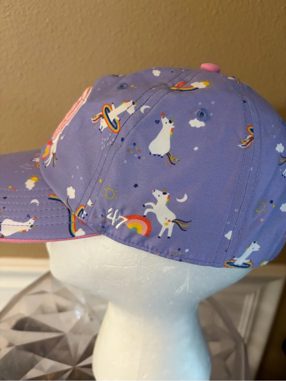 Girls 47 Embroidered England Patriots Purple Unicorn Hat Adjustable